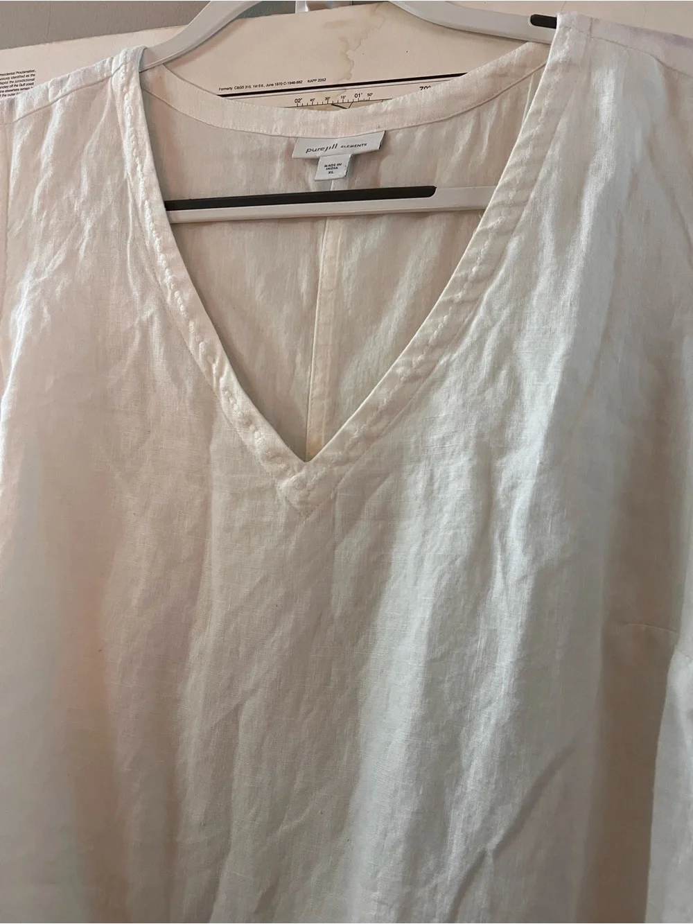 Pure Jill Elements White Linen Embroidered Sleeveless Dress XL Boho Cottagecore - Picture 7 of 12